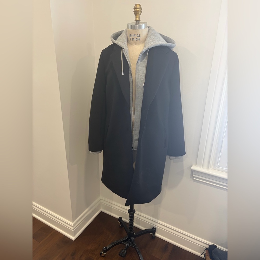 Zara Gray Hoodie with Black Button Detail